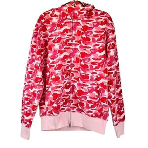 NEW A Bathing Ape BAPE Pink Color Camo Shark Full Zip Hoodie Sz M NWT FLAW